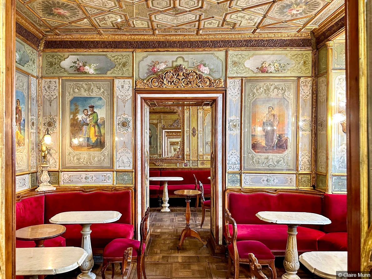 Beautiful interiors can be seen throughout Venice, including in palaces and historic cafes