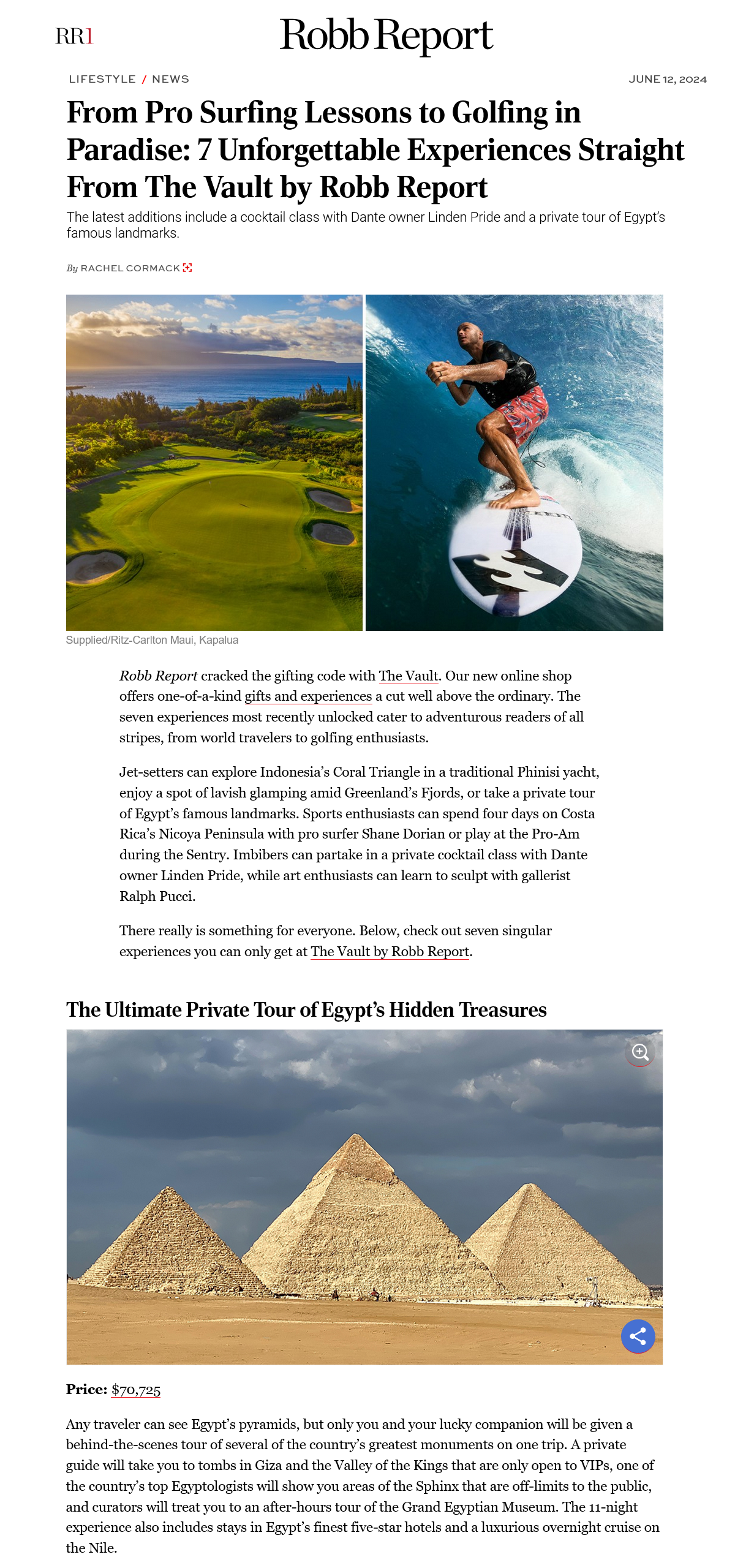 Robb Report: 7 Unforgettable Experiences Straight from the Vault - the Ultimate Private Tour of Egypt's Hidden Treasures